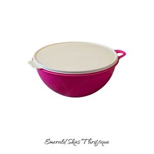 Tupperware Thatsa Mixing Serving 32-cup 7.8L Bowl Pink White Lid free shipping